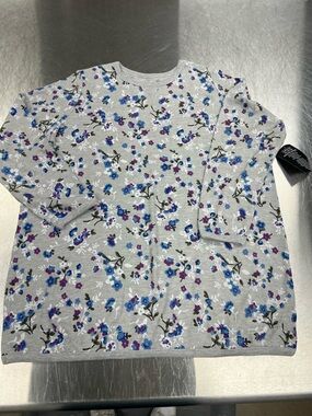 Woman Within Gray Floral Long Sleeve Thermal Top Women’s 22/24